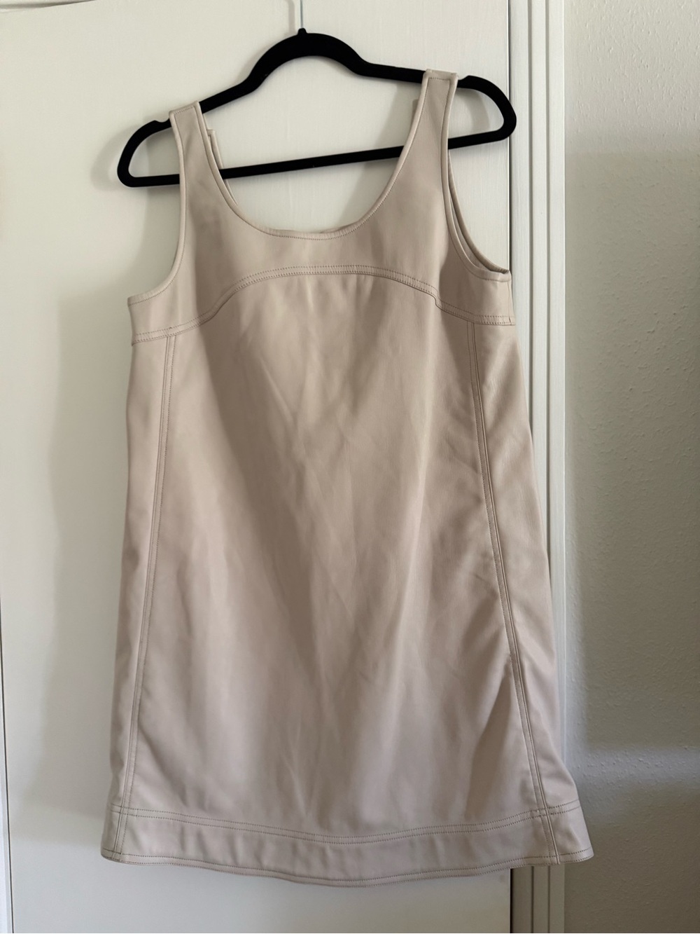 Pilcro Cream Leather-Trim Sleeveless Top